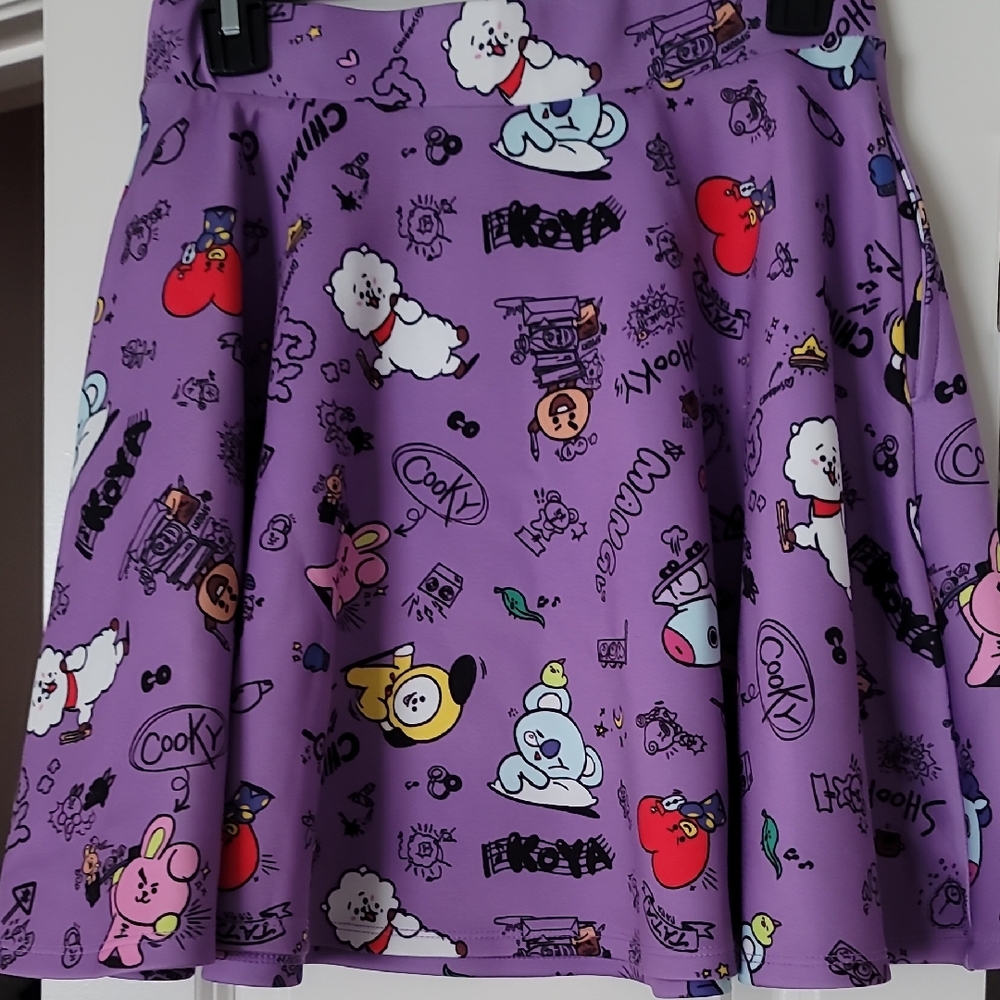 Playful Purple Cartoon Skater Skirt